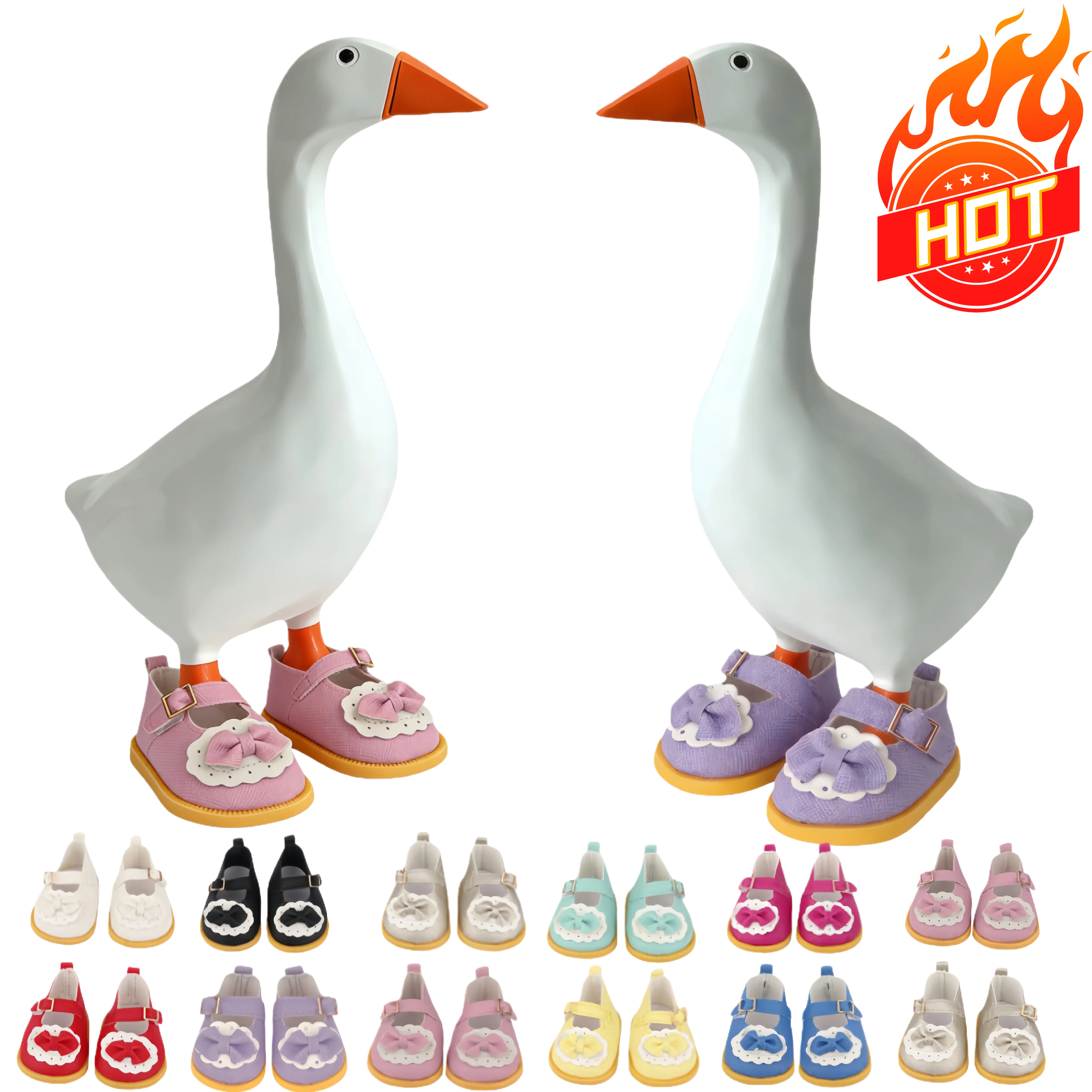 Mini Desk Goose Bow-tie princess shoes 7-Inch Decorative Desk  goose Statues Accessories  for Magnetic Goose Keychain Desk Statues Decor