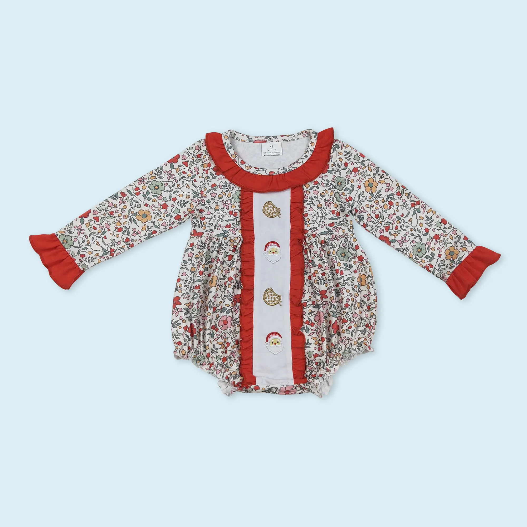 Santa cookie toddle baby girls Christmas romper