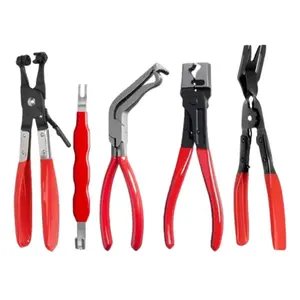 5Pcs Automotive Electrical Disconnect Pliers Kit with 1 Pair Gloves High-Carbon Steel 60° Angled Connector Separator, Hose Clamp Pliers, Trim Clip Removal Tools, Plug Release & Wire Terminal Remover for Auto Repair - Home Improvement.