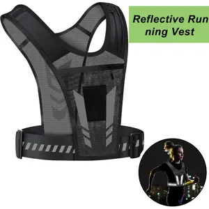 Reflective Running Vest, Breathable Mesh Hydration Vest, Lightweight Adjustable Chest Strap Water Bladder Backpack for Hiking, Cycling, Climbing, Marathon for Men & Women