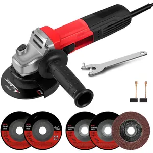 Angle , 7.5-Amp 4-1/2 inch Electric   Tools with Grinding and  Wheels, Flap Disc and Auxiliary Handle for , Grinding, Polishing and Rust Removal - Red