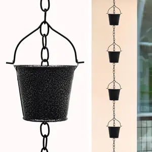 1pc Outdoor Metal Rain Chain with 6 Small Buckets, Decorative Rainwater Catching Chain for Gutter Replacement and Garden Decor Rainchains