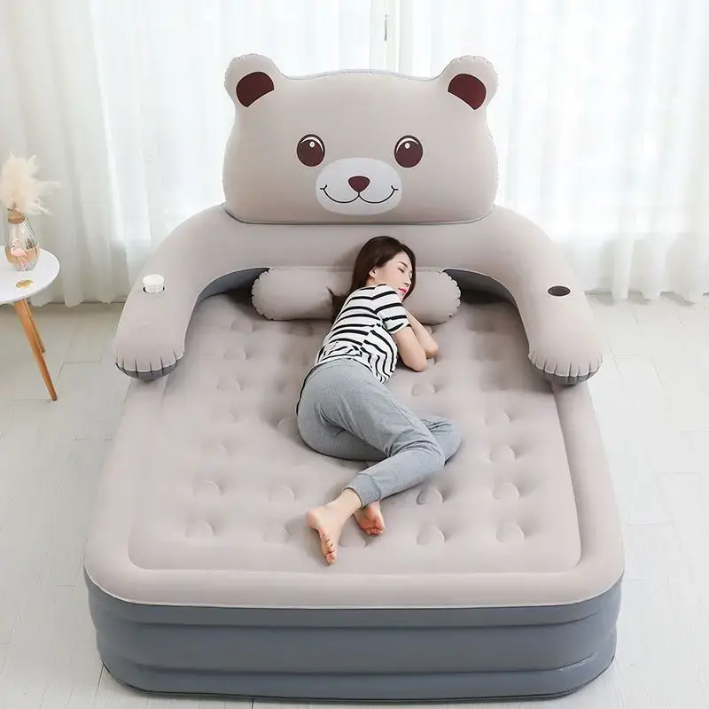 Inflatable Elevated Air Mattress with Built-In Electric Pump and Integrated Pillow, 200X150X40CM - No Additional Pumps Needed, Ideal for Home Guests and Camping