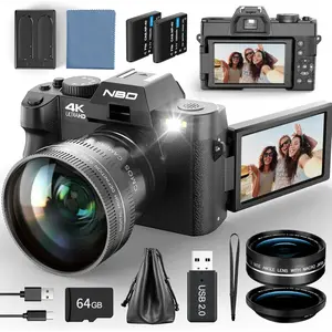 True 4K Digital Cameras for Photography 48MP - 16X Zoom, WiFi, with 64GB TF Card, Wide-Angle & Macro Lens, Autofocus & Anti-Shake, Vlogging Camera for YouTube Travel (Black)