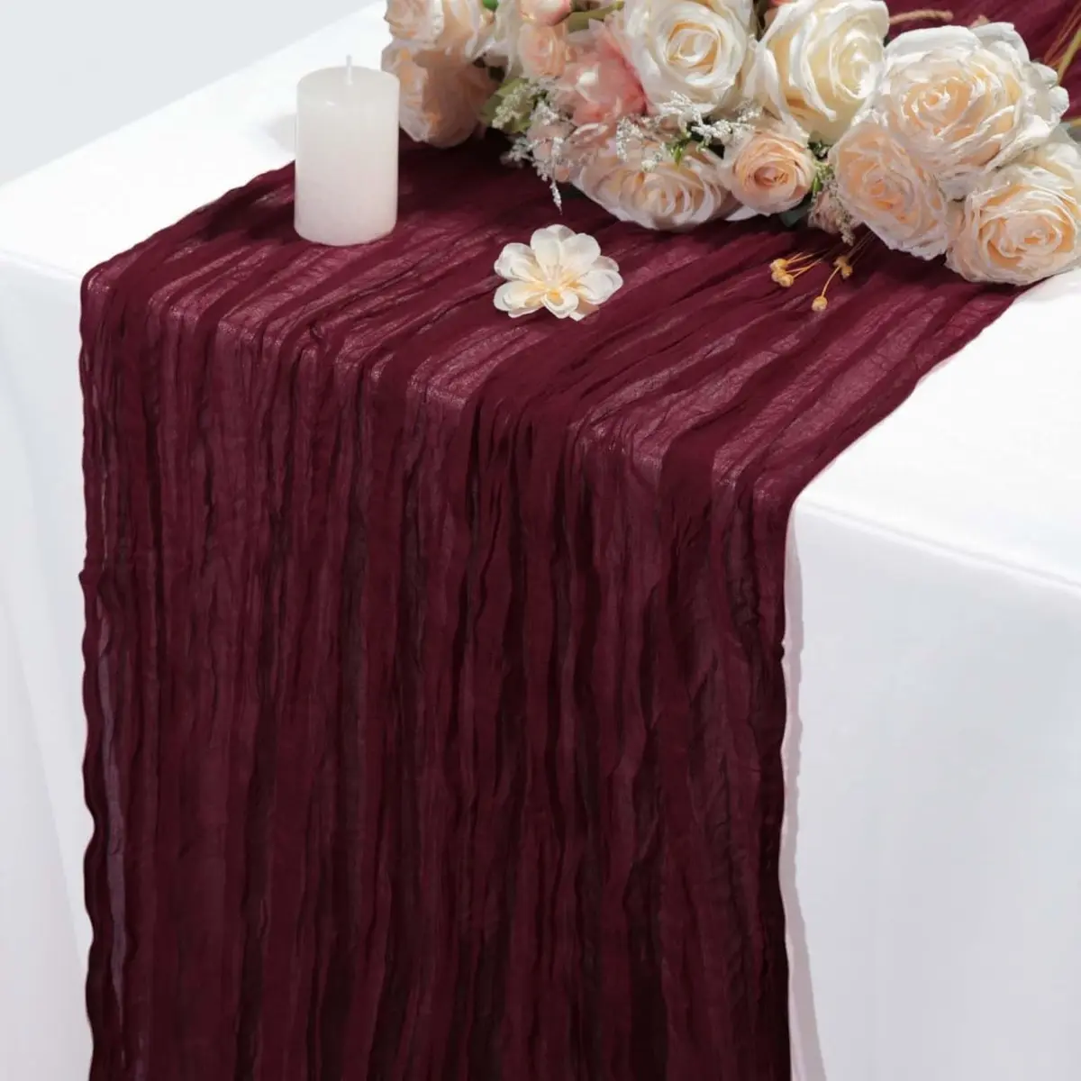 Boho Table Runner Wedding Table Decor Gauze Table Runner Rustic Table Linen Bohemian Table Cloth Party Table Decor Bridal Shower Table Decor Home Dining Table Decor Holiday Table Runner Farmhouse Table Decor