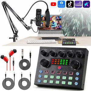 V8ST digital DSP USB audio mixer, with 10 special effects, 4 levels of variable sound, 5 scene modes (original sound/POP/PRO/MC/K-song), reverberation adjustment, accompaniment vocal cancellation, used for live mixing, KTV tuning, podcast production