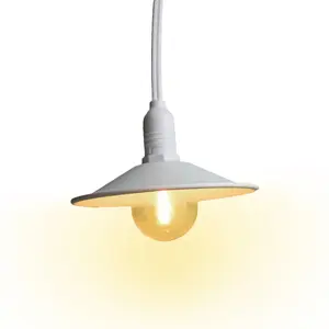 Classic Metal Patio Light Bulb Shade for Outdoor Commercial String Lights, E12, White