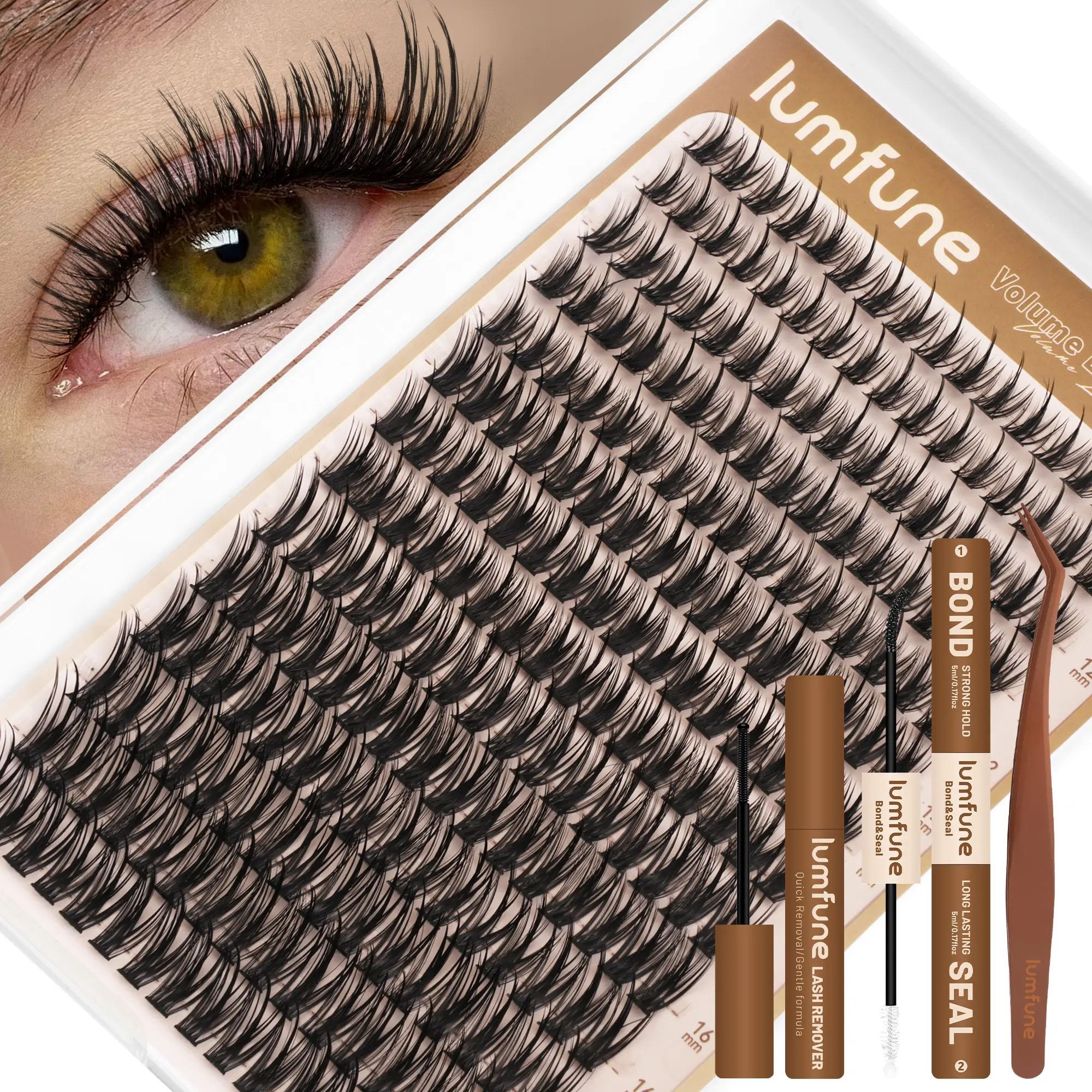 Lumfune Manga Lash Clusters with Spikes – Wispy D-Curl 10–18mm Eyelash Extensions, DIY Volume Anime Lashes for Anime Eye Look, Reusable, Beginner-Friendly & Easy to Apply
