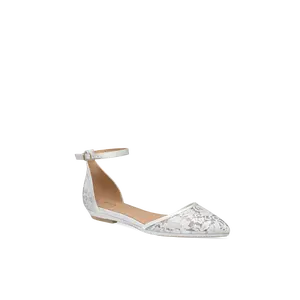The D'Orsay - White Satin Lace Flat