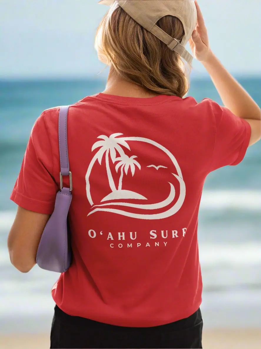 O'ahu Surf Company Men's Tri-Blend T-Shirt with Front and Back Logo - Casual, Crewneck, Hawaii Tshirt, island tee graphic tee