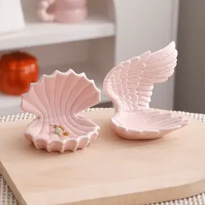 Elegant Ceramic Shell Jewelry Tray, Modern Decorative Display Plate, Universal Storage Dish for Vanity Table, Small Craft Ornament