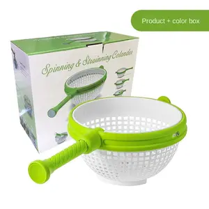 Rotating Draining Basket   Multifunctional Fine-Hole Rice Strainer Foldable Fruit and Vegetable Basket multifunctional drain basket multifunctional kitchen Folding  Bowl Reusable Fruit Drain Basket with Handle durable kitchenware kitchen strainer utensil
