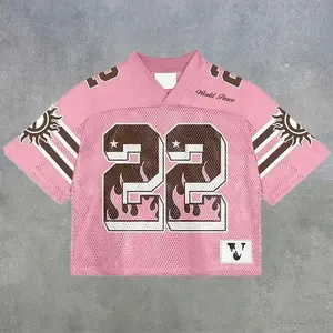 World Peace” Pink Gridiron No.22 Y2K Mesh Football Jersey – Unisex Hip Hop Streetwear Top Sport Style