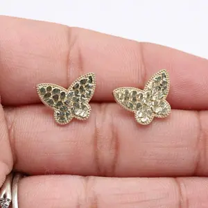 14KT Gold Butterfly Nugget Earrings - Elegant and Stylish Jewelry for Women