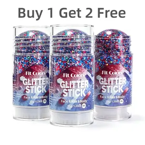 【Buy 1 Get 2 Free】4th of July Glitter Stick | Red, White & Blue Body & Hair Sparkle for Independence Day Party, Festival & Fun Holiday Look
