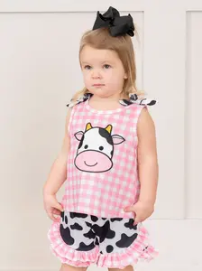 Happy Cow Gingham Ruffle Outfit