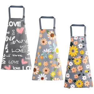 3 Pack Apron for Women with Pockets, Adjustable Waterproof Floral Chef Aprons for Kitchen, Gardening, Cooking, BBQ or Baking