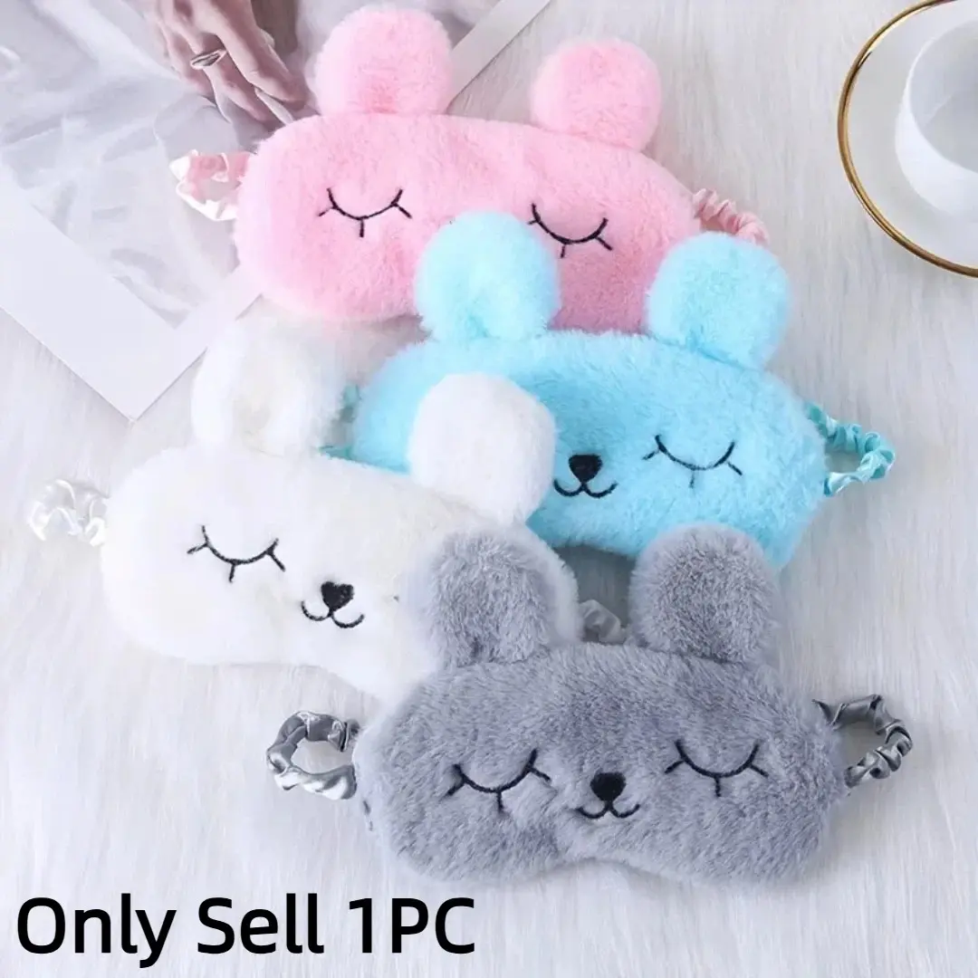 cute cartoon plush sleep mask, soft and comfortable blackout eye mask, fluffy texture, cute rabbit design, multiple colors, suitable for ensuring peaceful sleep, nap time sleep eye, Sleep Aid Products, Sleeping Masks, Night Mask, Eyemasks For Sleeping