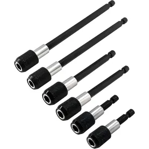 6 count Drill Bit Extension, Quick Release Bit Holder  Drill Extension Bit Holder with 1/4" Hex Shank for All 1/4-Inch Drive Bits (2 Inch, 4 Inch, 6 Inch - Black
