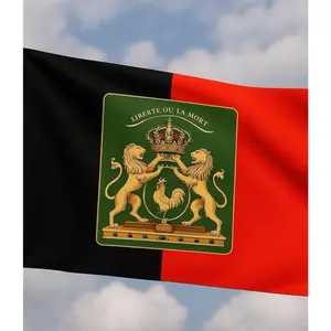 Haiti Hayti Empire Flag with Lion Design and Text "Libete Ou "Lanmó"fall decorations wall decor christmas decorations Hand Hanging Peach