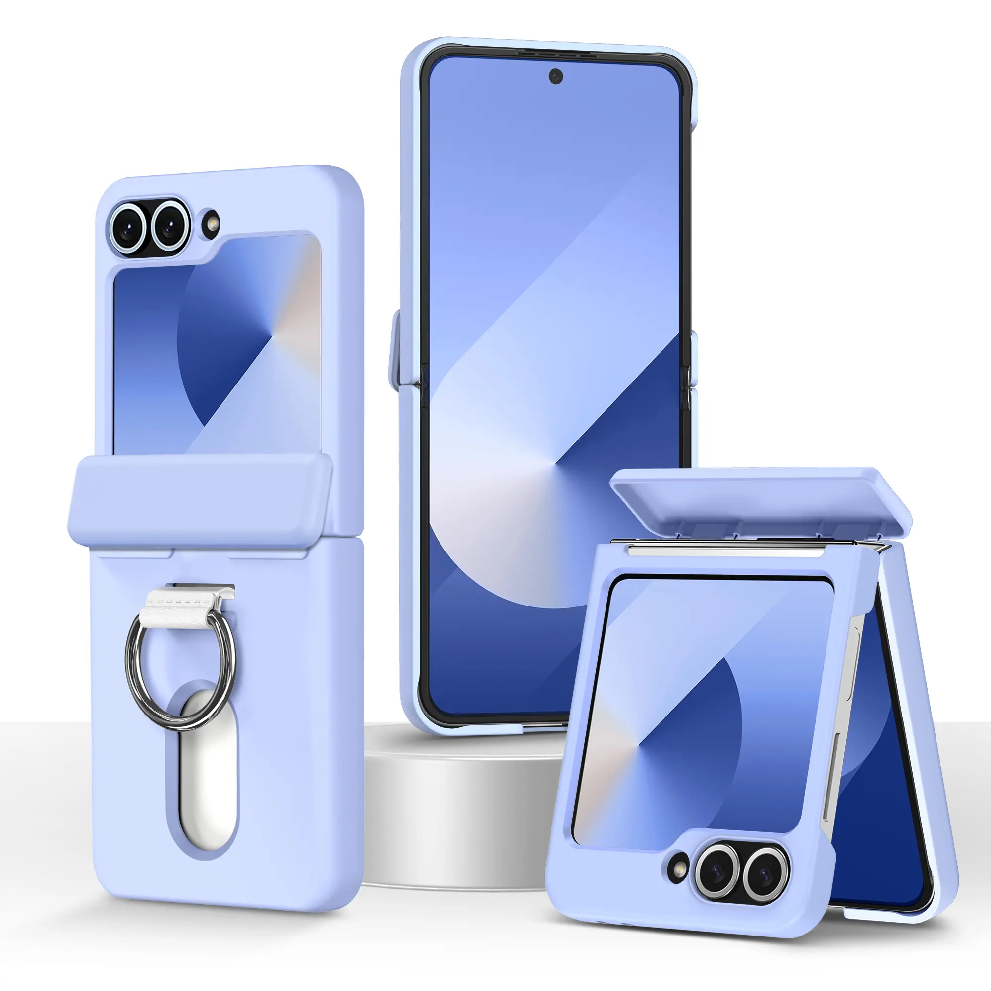 Case for Samsung Galaxy Z Flip7, Z Flip6, Z Flip5 2025 with Ring, Cellphone Protection, Shockproof Cellphone Accessory, Lightweight Shockproof Cover, Hard PC Slim Shockproof Anti-Scratch Phone Cover (Blue)