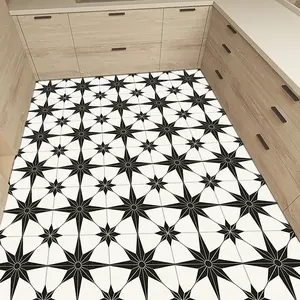 10-Piece Pack Self-Adhesive Decorative Ornaments Floor Stickers & Retro Star Geometric Pattern Waterproof Oilproof Removable Kitchen Bedroom Flooring