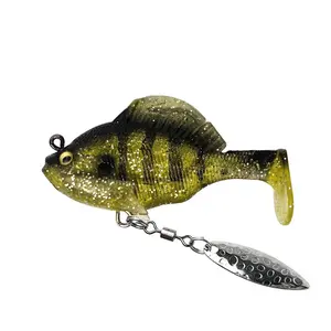 2pc Dark Sleeper Fishing Lure, Bionic Soft Bait With Hook And Willow Blade, Fishing Accessory