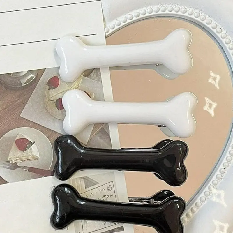 Cute Bone Shaped Decorative Hair Clips, Super Cute Clips, Creative Duckbill Clips for Girls, Versatile Side Hair Clip and Bangs Accessory, Fashion Hair Accessories for Women & Girls, Flat Claw Clips, Clip In Claw