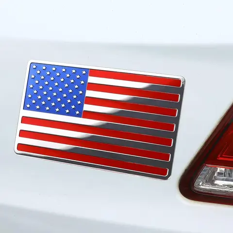 3D Zinc Alloy American Flag Emblem Decal - 5"x3" Patriotic Country Flag Sticker, 3d emblem car stickers for Automotive Exterior, Laptop Decor, Country Flag Car Stickers