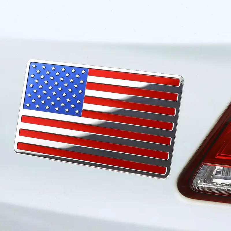 3D Zinc Alloy American Flag Emblem Decal - 5"x3" Patriotic Country Flag Sticker, 3d emblem car stickers for Automotive Exterior, Laptop Decor, Country Flag Car Stickers