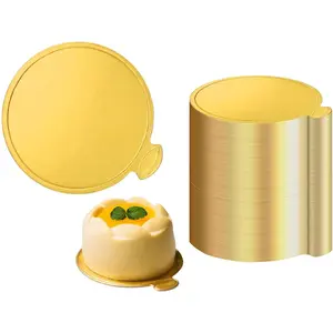 200 count 3.15 Inch Mini Round Golden Cake Boards 200 count Mousse Cupcake Base Paper Plates Circle Dessert Board Circle Base for Cake DIY, Baking Dessert Party Wedding Birthday