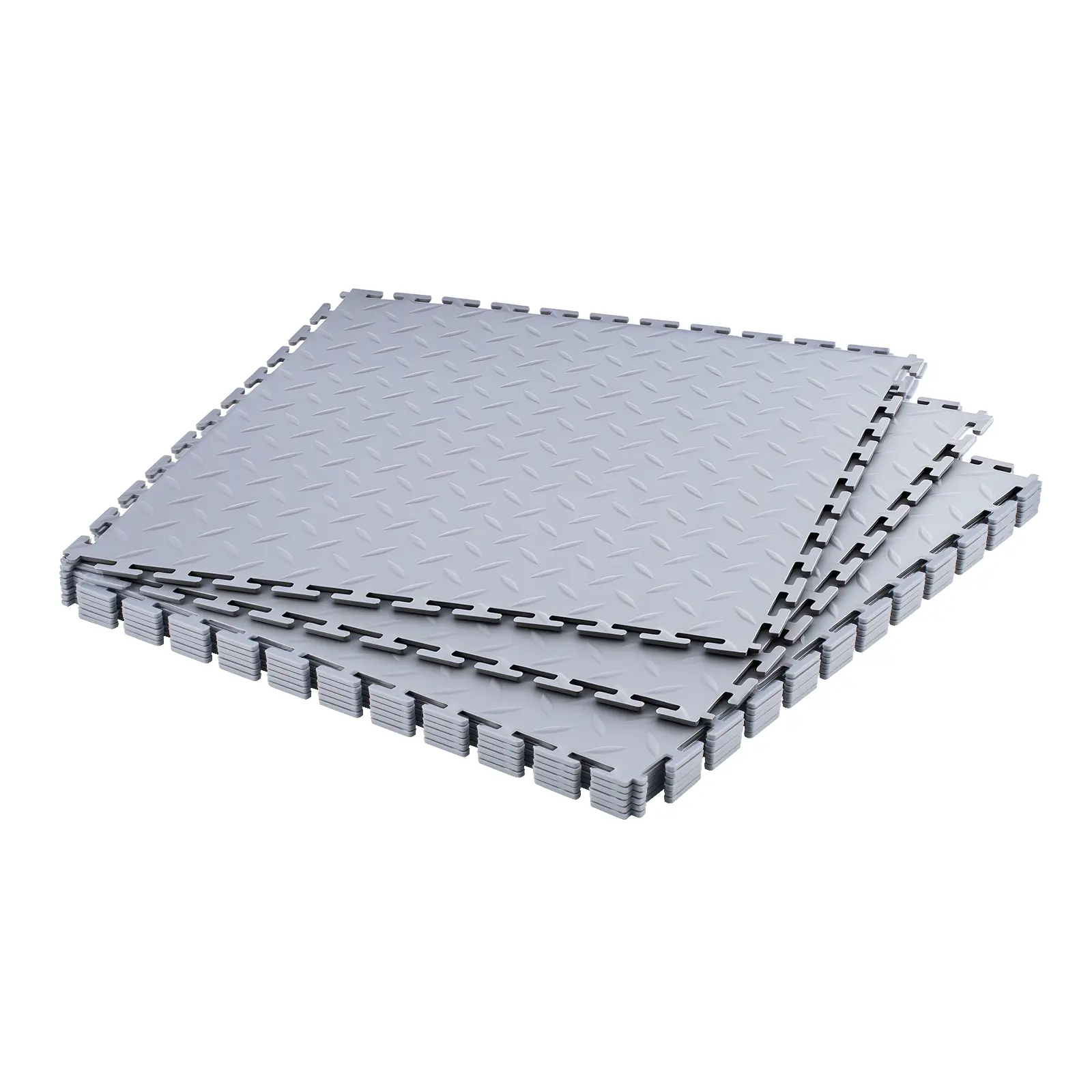【Summerfinds】VEVOR Interlocking Garage Floor Tiles8-Pack 20.2x20.2x0.2in Diamond Plate Slip-Resistant PVC MatsGarage Floorset for WorkshopWarehouseSilver, Glue-Free Ceramic Tiles