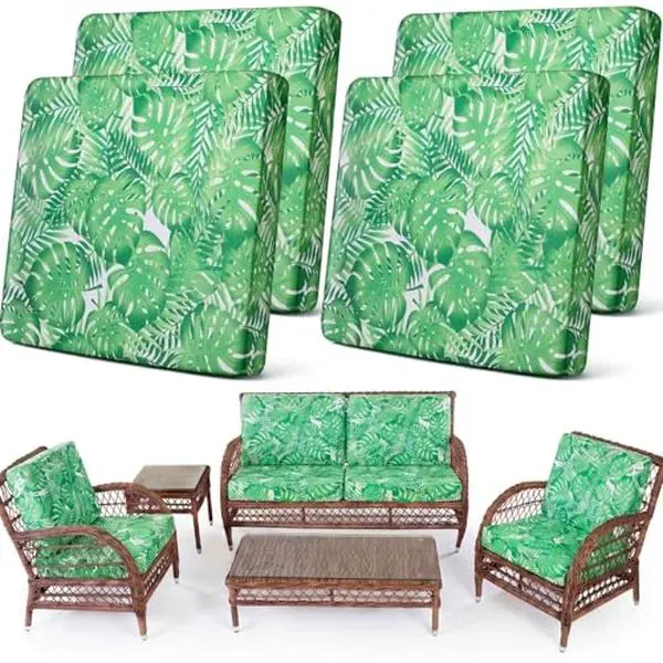 Patio Outdoor Cushion Covers Stretch Sofa Couch Slipcover Set Replacement Furniture Protector for Chair Seat Porch Couch Washable Flexible Pet-Friendly