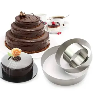 3-piece set 4"6"8" of stainless steel circular cake molds, square, heart-shaped, flower shaped DIY mousse circle making molds