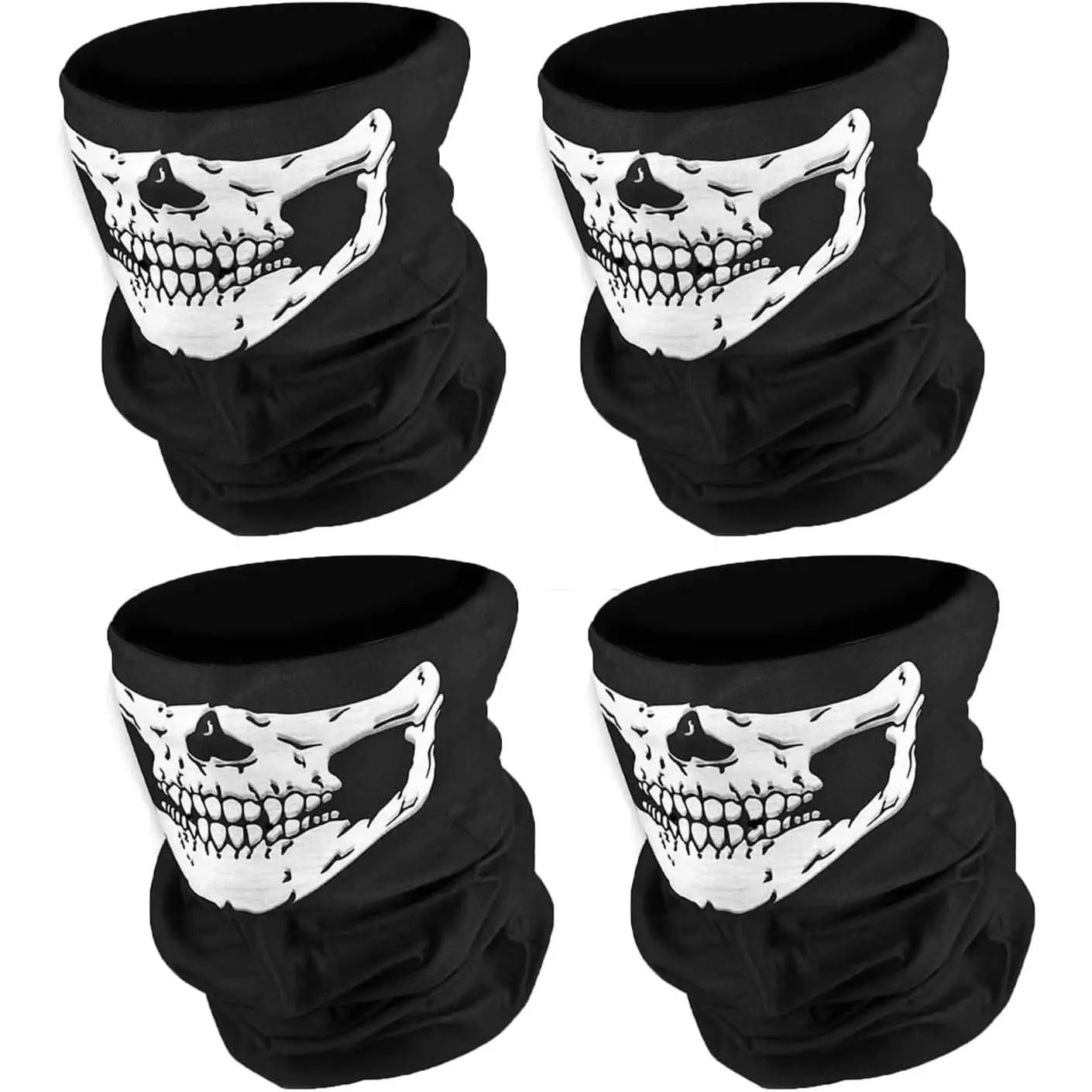 Balaclava Skull Mask 4 count Ghost  Mask  Gaiter for Men Skeleton Mask   Mask Gator Mask Call of Duty Ghost Mask for Outdoor  Black