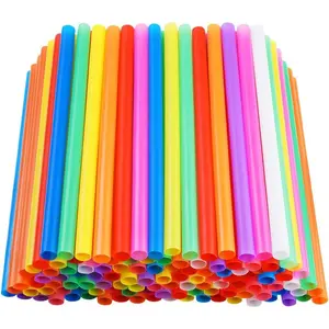 200 count  Smoothie Straws,Colorful Disposable Plastic Large Wide-mouthed Milkshake Straw (0.43" Diameter and 8.2" long) 8 colors mixed