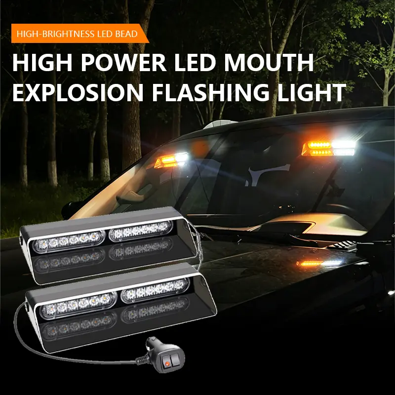 24-LED Car & Truck Emergency Strobe Lightbar - Strobe Lights for Trucks, with Controller, Suction Cup for Instrument Panel & Windshield, Truck Lightbar