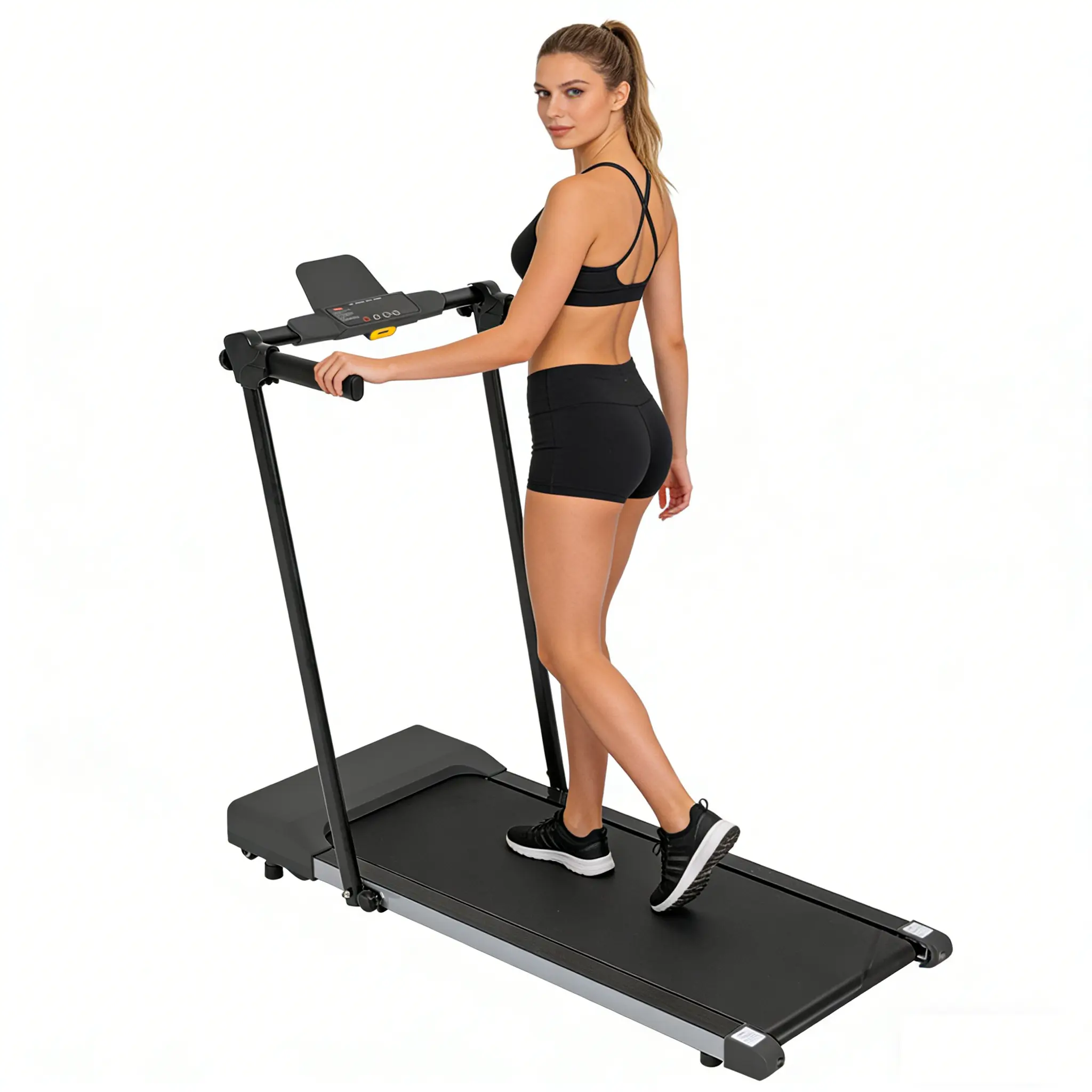 Folding Foldable Portable Treadmill for Home, 300 lbs Weight Capacity, LED-Equipped Treadmill for Walking & Running, 1-3.8 mph Walking Speed, 1-7.6 mph Running Speed, Folding Treadmill