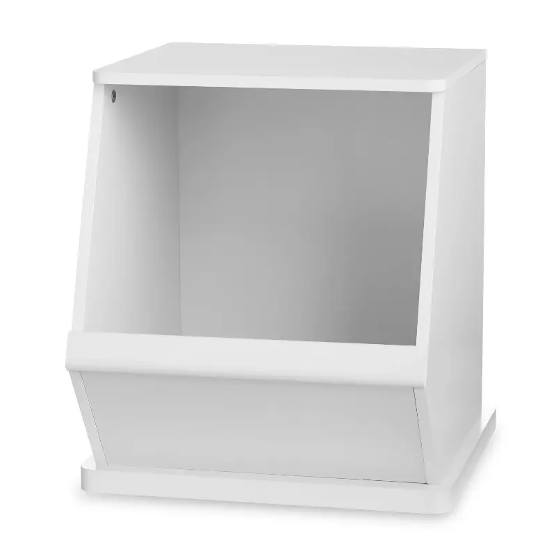 Wood Stackable Toy Box Storage Bin for Kids and Teens, White