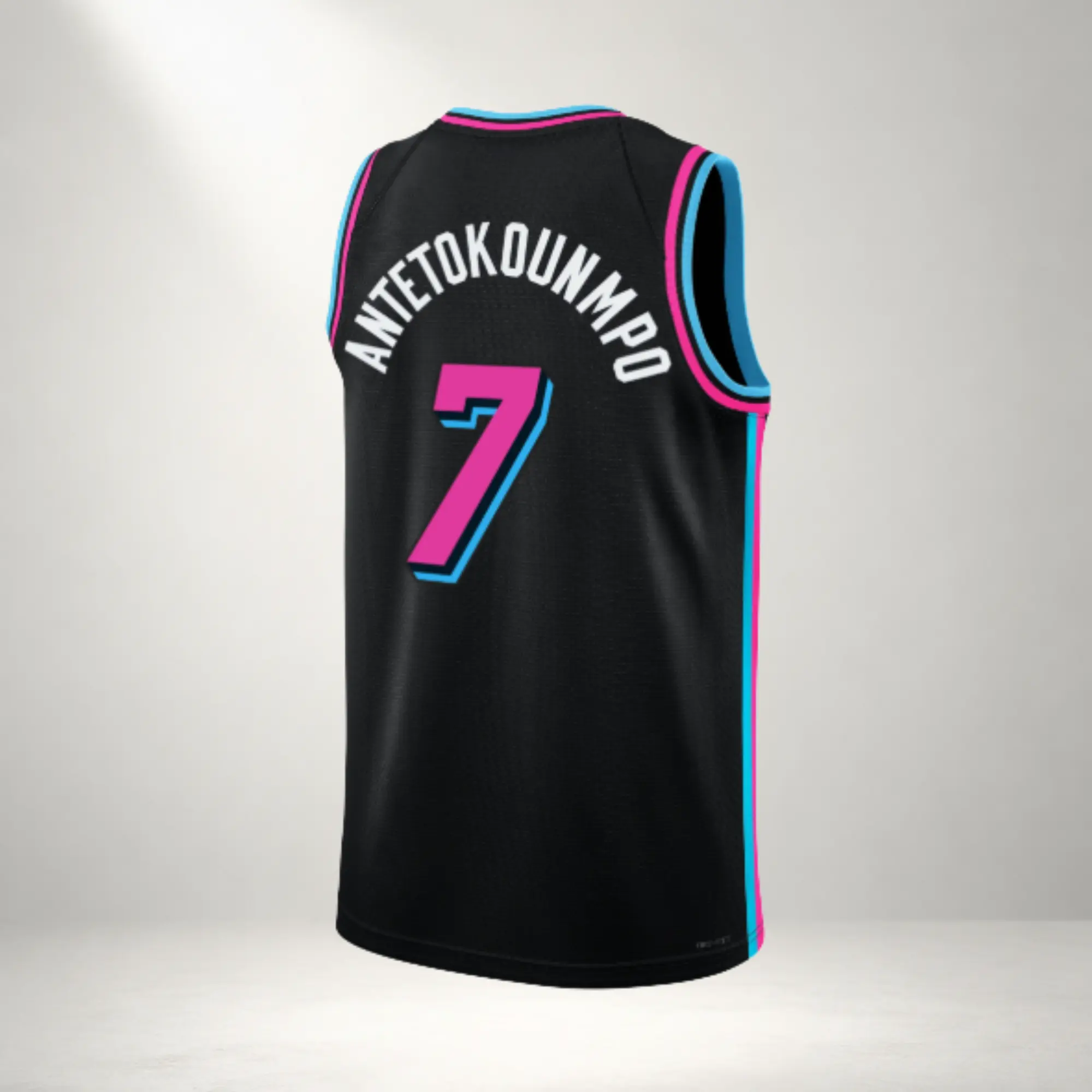 Antetokounmpo #7 Black Swingman Basketball Jersey 2026 – Pink Blue Accent Classic Fan Edition Full Logo Sports Jersey for Men & Women