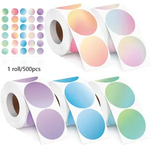 Self-adhesive colorful gradient stickers, high aesthetic creative labels, round planner stickers, gift bag sealing labels, Pre Cut Stickers