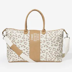ML MARLEYLILLY Monogrammed Leopard Weekender - Personalized Travel Bag with Removable Crossbody Strap & Custom Monogram Option