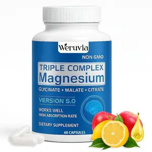 Triple Magnesium Complex - 300 mg Magnesium Supplement, with Magnesium Glycinate, Magnesium Malate and Magnesium Citrate, to Support Sleep, Energy and Relaxation, Highly Absorbed, Vegan, Non-GMO, 60 Capsules