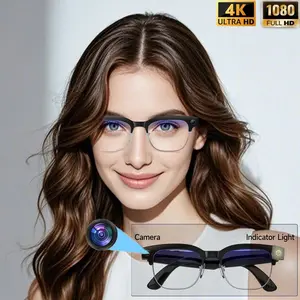 AI Smart Glasses with Camera 3 Lenses Optional,(Anti-Blue Light Lenses/Sunglasses/Photochromic), 8 MP HD Camera 4K Photo Capture, 1080 P Video Recording,Hands-free Call ,AI Real Time Translation,4 GB Memory,TP Flexible Frame,35 G Lightweight,Sweat-proof