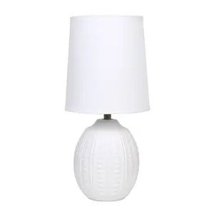 Simple Designs Chic Glow Mini Textured Oval Table Lamp Off-White Shade