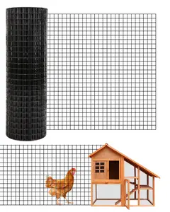GARVEE 1/2 inch 48 inch x 50 FT Hardware Cloth, 19GA Chicken Wire Fencing, Galvanized Welded Wire Mesh Roll for Poultry Netting Cage, Chicken Coop, Silver (48"x50ft Black)