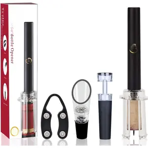 Air  Pump Bottle Opener With ,Aerator Pourer,Vacuum Stopper(4PCS),Simple Cork Remover,Efficient Corkscrew Bottle Opener, For  Lovers,  .