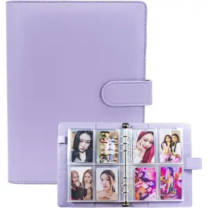 A5 Kpop Photocard Binder with 30 Pack 4-Pocket Card Pages, 6 Ring A5 Binder Card Collector Album with 240 Card Slots,PU Leather Binder Cover with Magnetic Buckle Closure for Organizing Trading Card