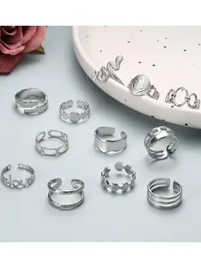 12 Pcs Silvery Golden Multi-design Stackable Thumb Midi Rings for Women Men Durable Stainless Steel Stable Wearing Effect for Daily Long-term Use Fashionable Ring Pack Twisted Texture Hollow Carving Minimalist Open Rings Popular Fashionable Designs