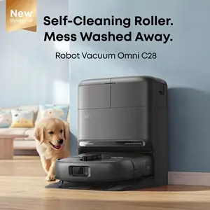 【Upgrade C20】eufy C28 Robot Vacuum and Mop Combo, HydroJet Self-Cleaning Roller Mop, DuoSpiral Detangle Brush, 15,000 Pa Turbo High Suction, 5-in-1 Robot Vacuum and AI Obstacle Avoidance